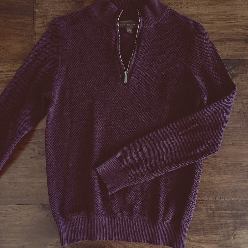 Fairlane & Sons - Textured Quarter Zip - Maroon - Small